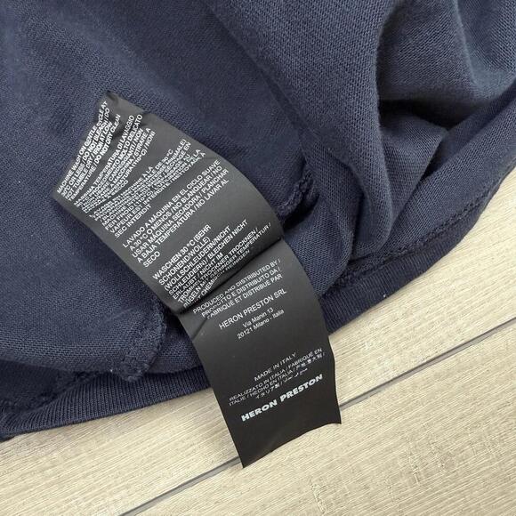 Heron Preston World Tour Long Sleeve Shirt Mens XL Navy Blue Graphic Italy Made - Picture 9 of 10